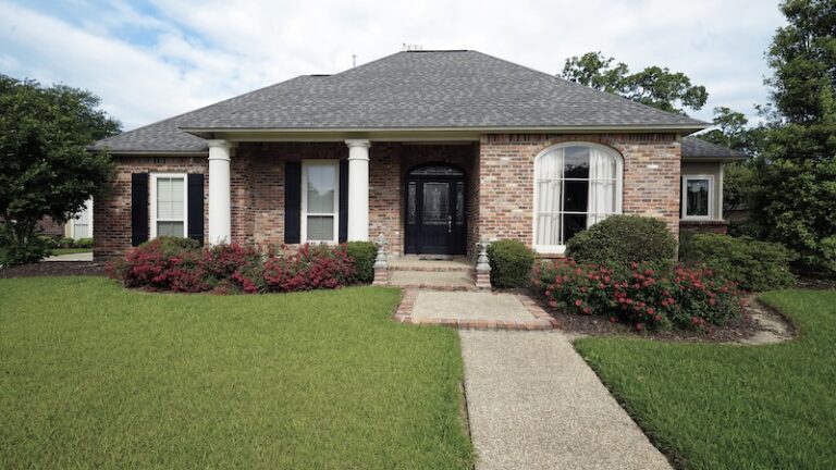 brick home during the summer