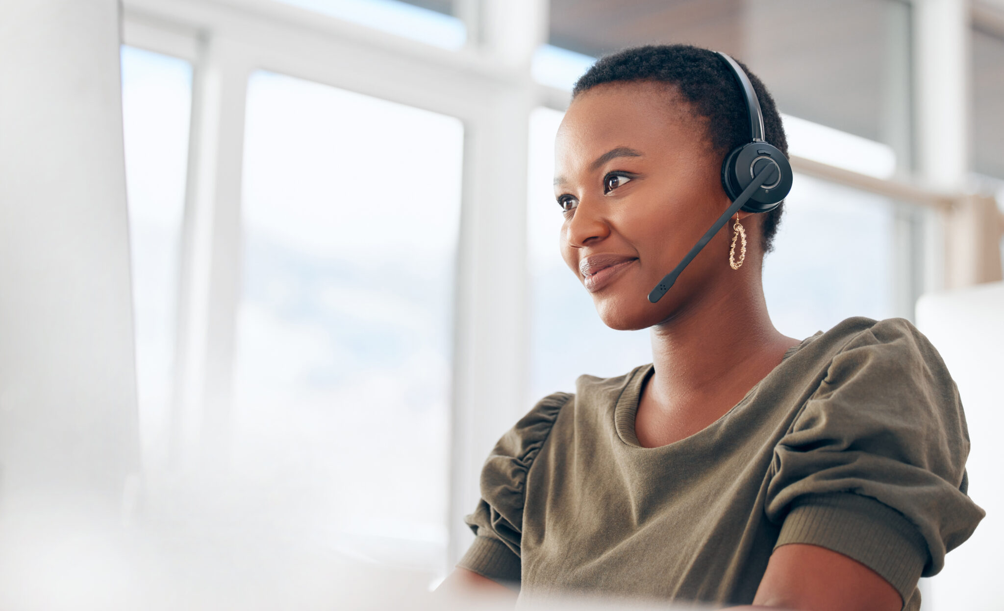 woman with headset